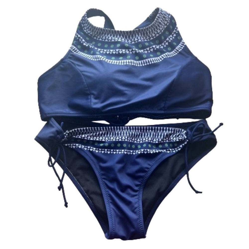 Cupshe Womens Swimsuit Two Piece Bikini Ditzy Floral Geometric Beach Size Medium